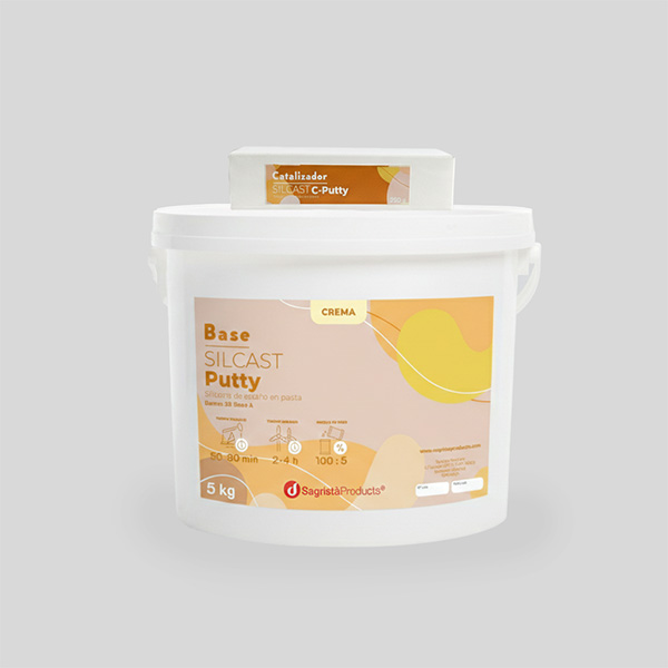 Silicona de estaño en pasta SILCAST Putty crema 5kg para moldes, incluye catalizador.