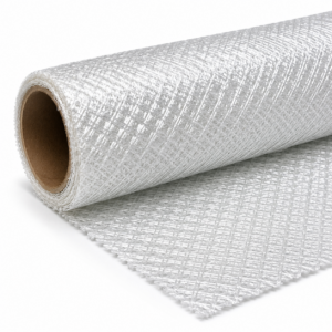 Rollo de tejido quadriaxial de fibra de vidrio para refuerzo de laminados y materiales compuestos.