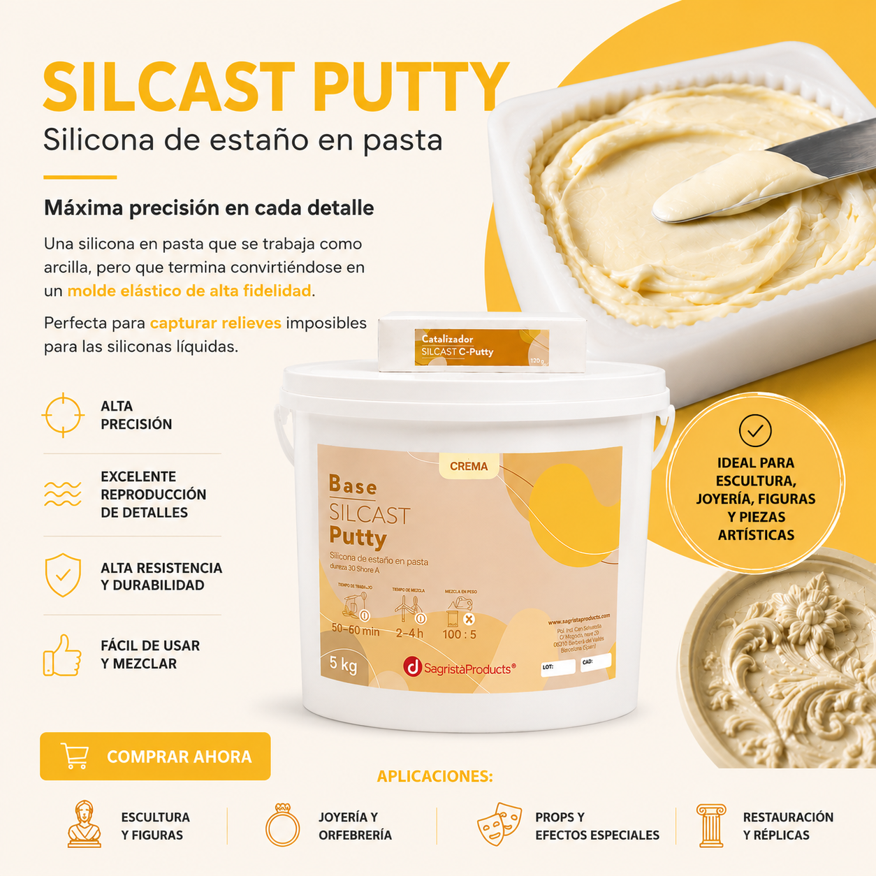 Silcast Putty, silicona de estaño en pasta