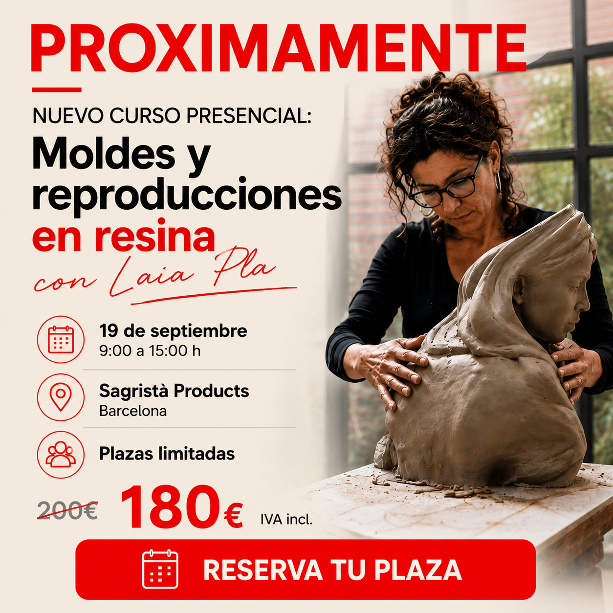 Próximamente nuevo curso presencial de moldes y reproducciones en resina con Laia Pla en Sagristà Products.